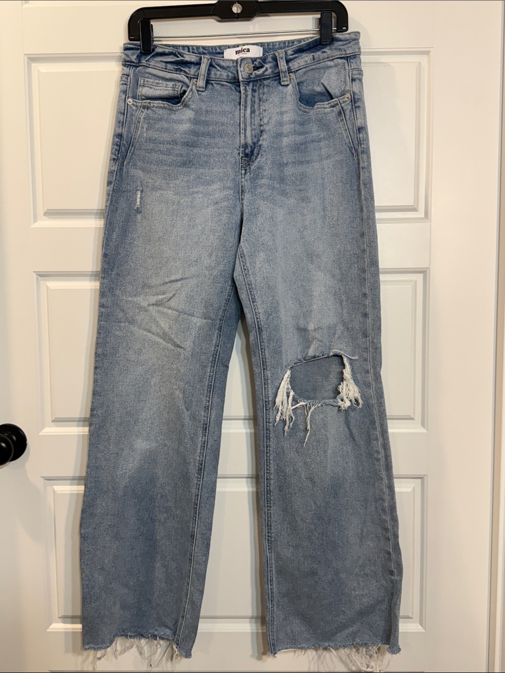 Mica Wide-leg Jeans Women's Distressed Raw Hem 29